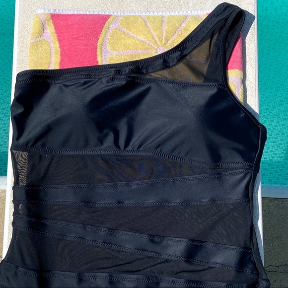 One Piece Swimsuit Black Mesh - Picture 5 of 12